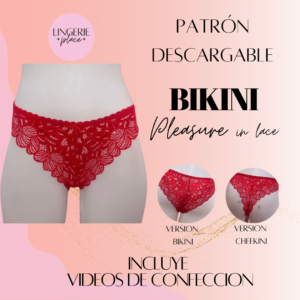 Patron descargable Bikini Pleasure in Lace con videos explicativos de como confeccionarlo!